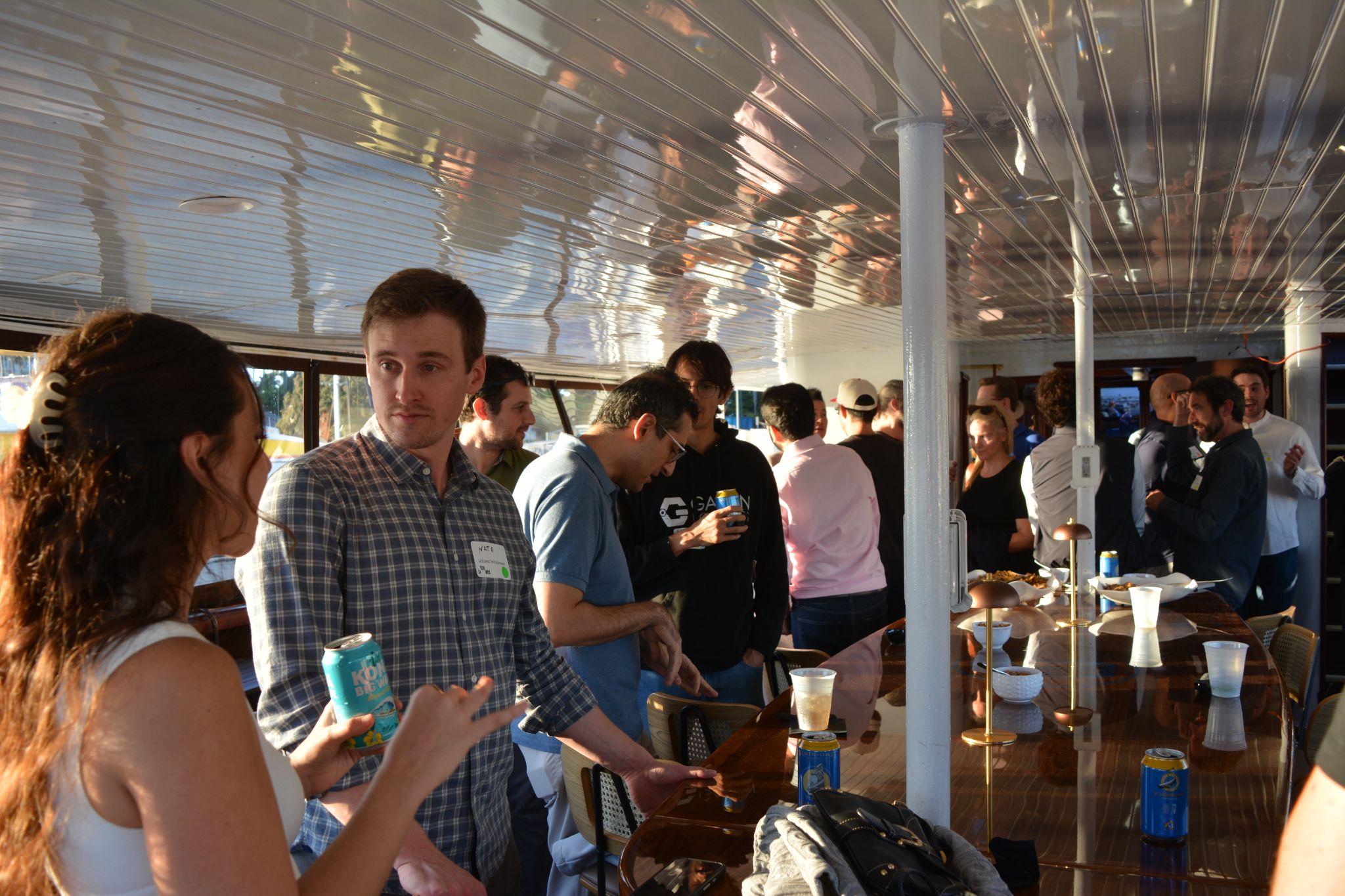 Guests gathered aboard a yacht at the LA Tech Week event.